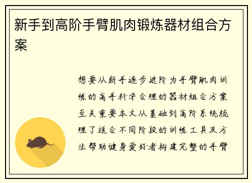 新手到高阶手臂肌肉锻炼器材组合方案